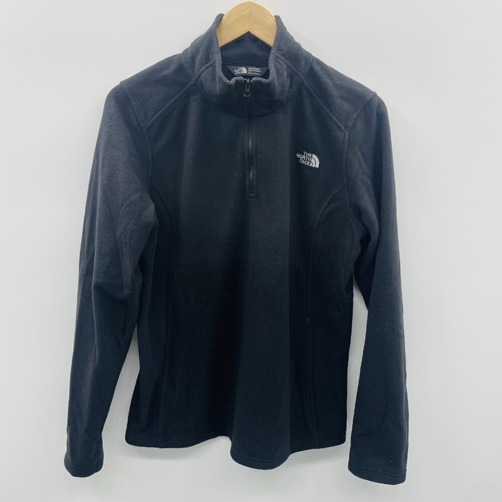 The North Face Womens Size Large Fitted Quarter Zip Fleece Pullover Shirt Black
